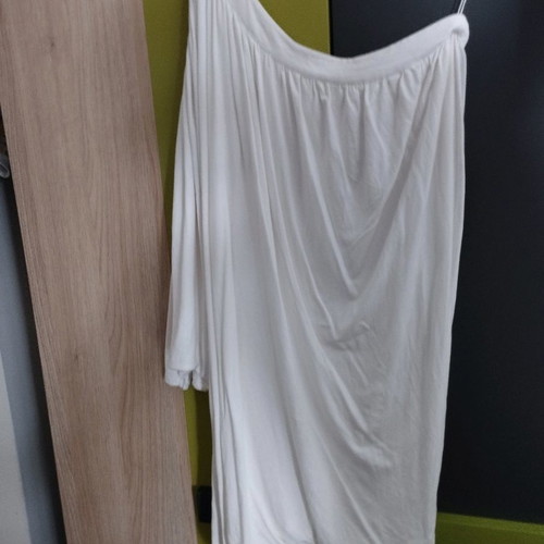 ZigZag asymmetric women's dress used, size M/L, white