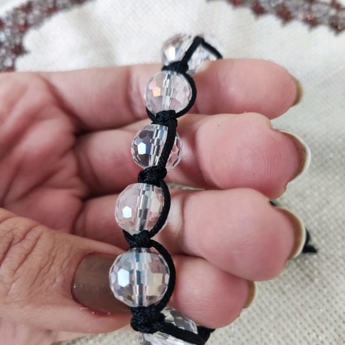 Macrame bracelet new with Swarovski crystals black and white