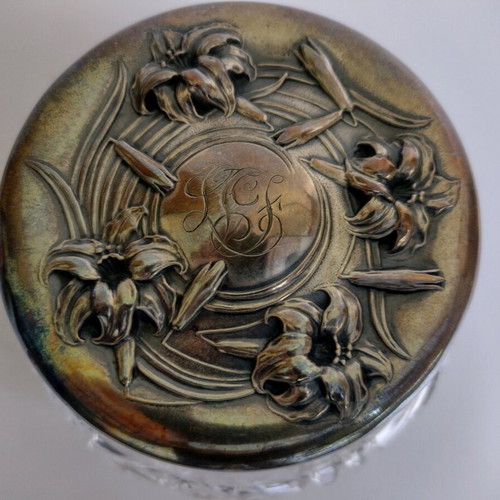 Old crystal candy jar used with stamp