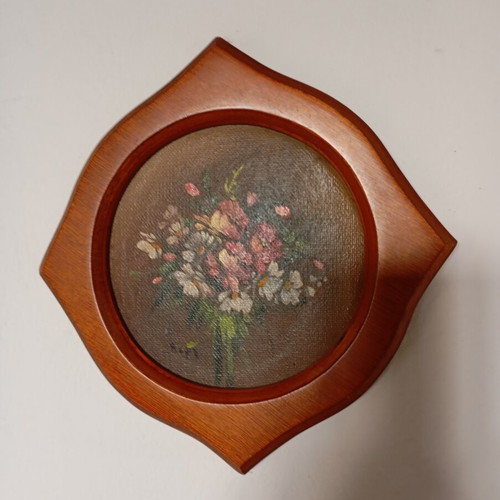 Painting by Dora Tambaoglou with unique 1980s frame, used