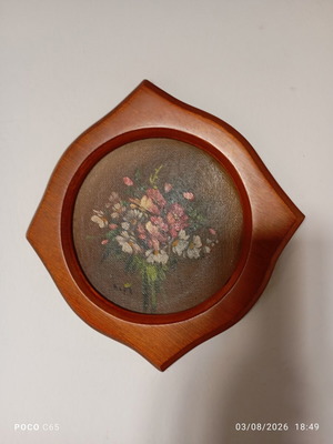 Painting by Dora Tambaoglou with unique 1980s frame, used