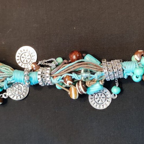 Handmade necklace with multiple turquoise cords Boho Statement like new