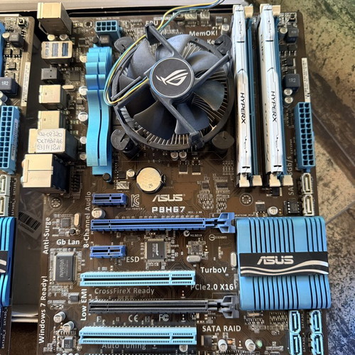 Asus P8H67 motherboards with Intel i5-2500 processors and 16GB DDR3 HyperX RAM used