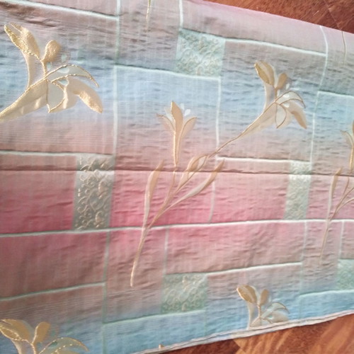 Silk taffeta fabric for home clothing with rhombus and printed combo