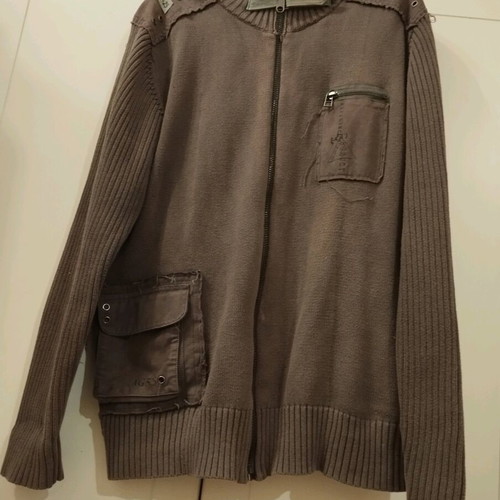Men's modern khaki cardigan XL like new with hood and double fastening