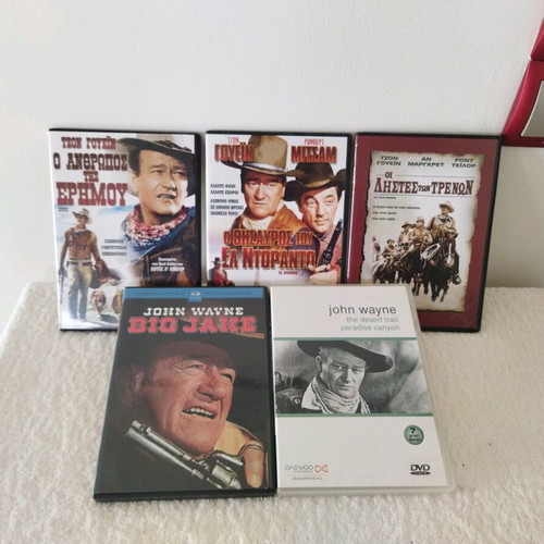 DVD classic Western movies with John Wayne, like new, pack of 5