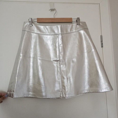 Marks & Spencer faux leather skirt silver size 16 like new