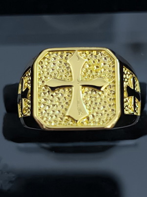 Ανδρικό δαχτυλίδι σταυρός χρυσή απόχρωση statement ring καινούργιο