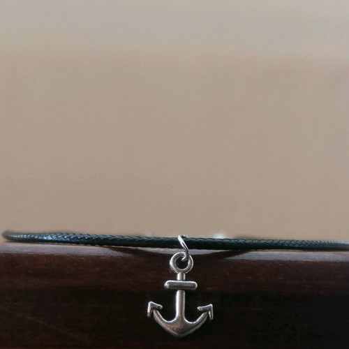 Leather pendant necklace anchor new