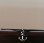 Leather pendant necklace anchor new