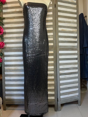 Strapless shiny dress Benissimo new, gray silver, size L