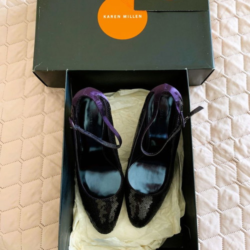 Karren Millen purple pumps new with ankle strap size 37