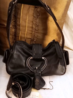 Dolce & Gabbana shoulder bag and belt set used, black napa leather