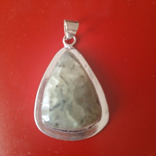 Pendant with natural stone in 925 silver, 5 cm, like new