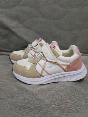 Benetton sneakers used, size 29, white with beige and pink shades