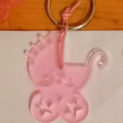 Keychains for Baptism Favors Pack of 117 Pink Pram Shape New