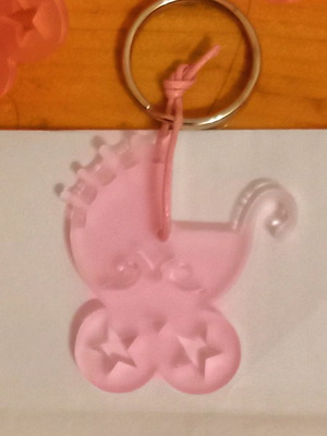 Keychains for Baptism Favors Pack of 117 Pink Pram Shape New
