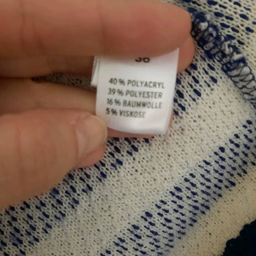 Striped cardigan used, blue and white, fits small and medium
