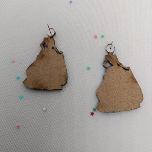 Wooden Disney Cinderella Earrings new, blue