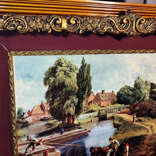 Vintage Flatford Mill Print by John Constable with Large Carved Frame used