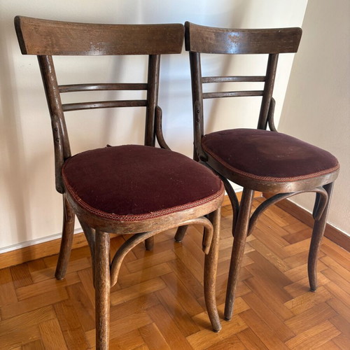 Wooden chairs used, pack of 4, vintage