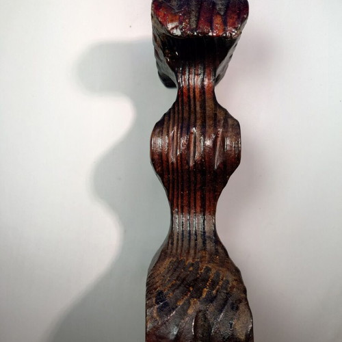 Vintage wooden carved candle holder used rare antique