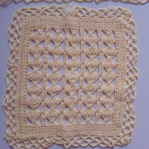 Knitted doily set new, canary yellow