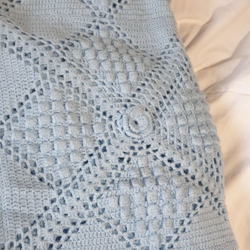 Handmade crochet blanket 2.20x2.00 m, 70s style