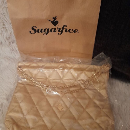 SugarFree quilted gold shoulder bag like new
