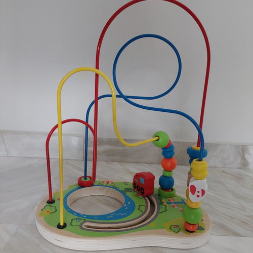 Hape wooden labyrinth like new with wooden beads and rings