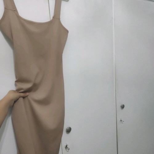 Ribbed midi dress Small-medium dark beige with box Shein