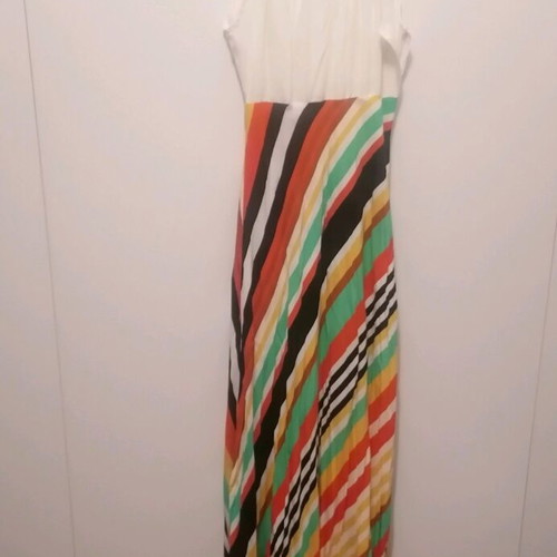 Doca long dress new with colorful skirt and orange belt