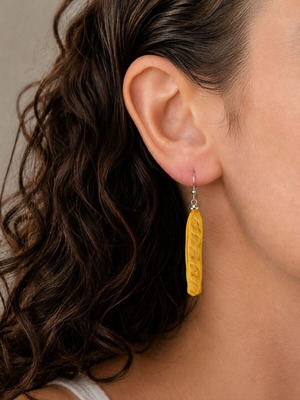 Earrings hanging baguettes with polymer clay
