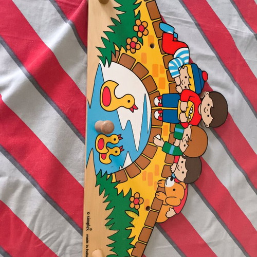 Simplex Wooden Children's Wall Hanger with 3 Hooks like new
