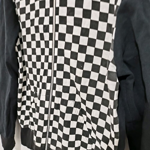 Set of 2 cardigans used, black and blue, faded black-and-white