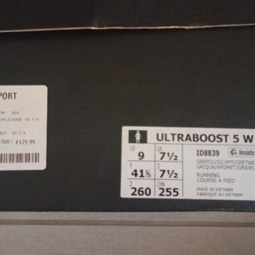 Adidas Ultraboost 5 W running shoes, grey/silver, size 41 1/3