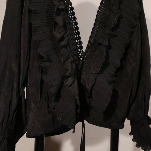 Black Jolio & Co top like new with ruffles and lace details, size S/M