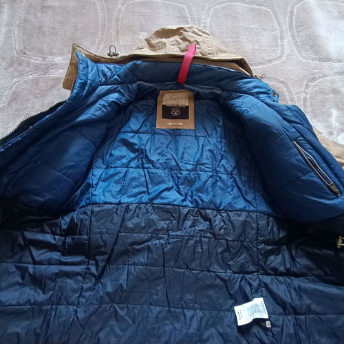 Napapijri jacket men’s like new, size M, detachable hood, water repellent, beige brown