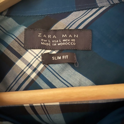 Zara checked shirt blue-green used size Large