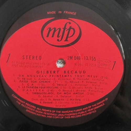 Gilbert Bécaud La Chanson Pour Roseline vinyl LP, pop ballad