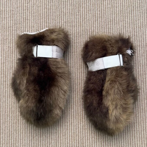 BARTS gloves with eco fur and leather S/M like new, brown