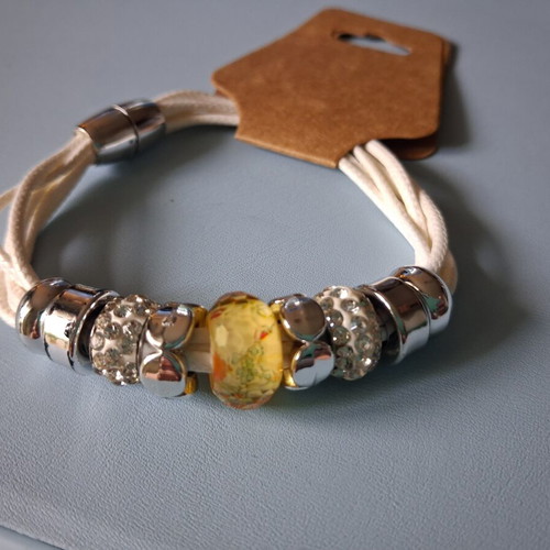 Handmade multistrand bracelet with magnetic clasp and rhinestones, like new