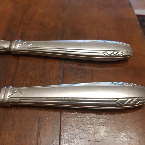 Salad serving set used, antique art deco 1930, 2 pieces