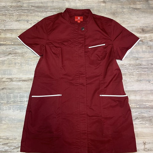 Engelbert Strauss Ladies Scrub Top Burgundy White Trim Size L like new