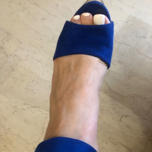 Blue suede platform sandals size 37 like new with cork heels