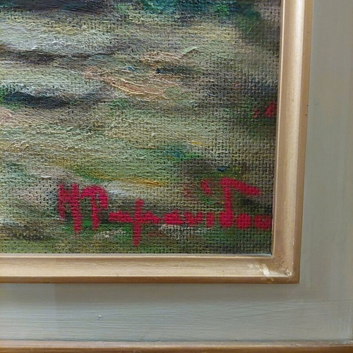 Oil painting by M. Romanidou like new with frame