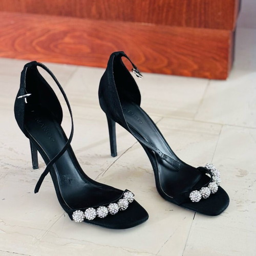 Mango sandals like new, black with silver crystals, 10 cm heel, size 41