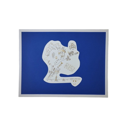 Psychedelic painting Map Of Your Life new with blue and white frame