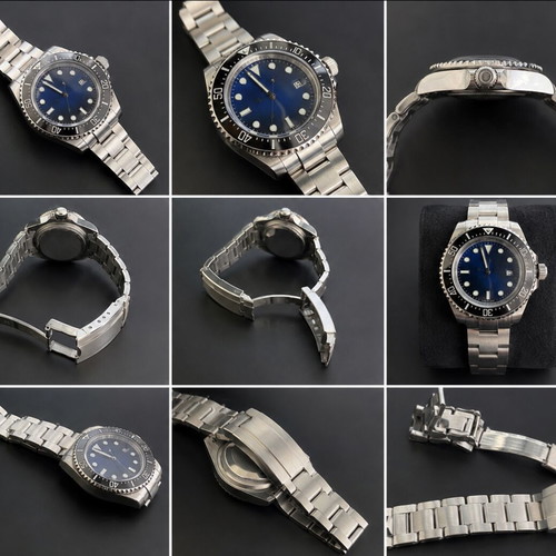 Diver Style Automatic Watch with Blue Dial and Stainless Steel Bracelet like new