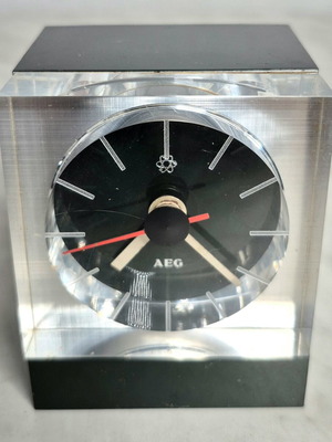 Vintage AEG Table Clock used, Space Age 70s design, Germany